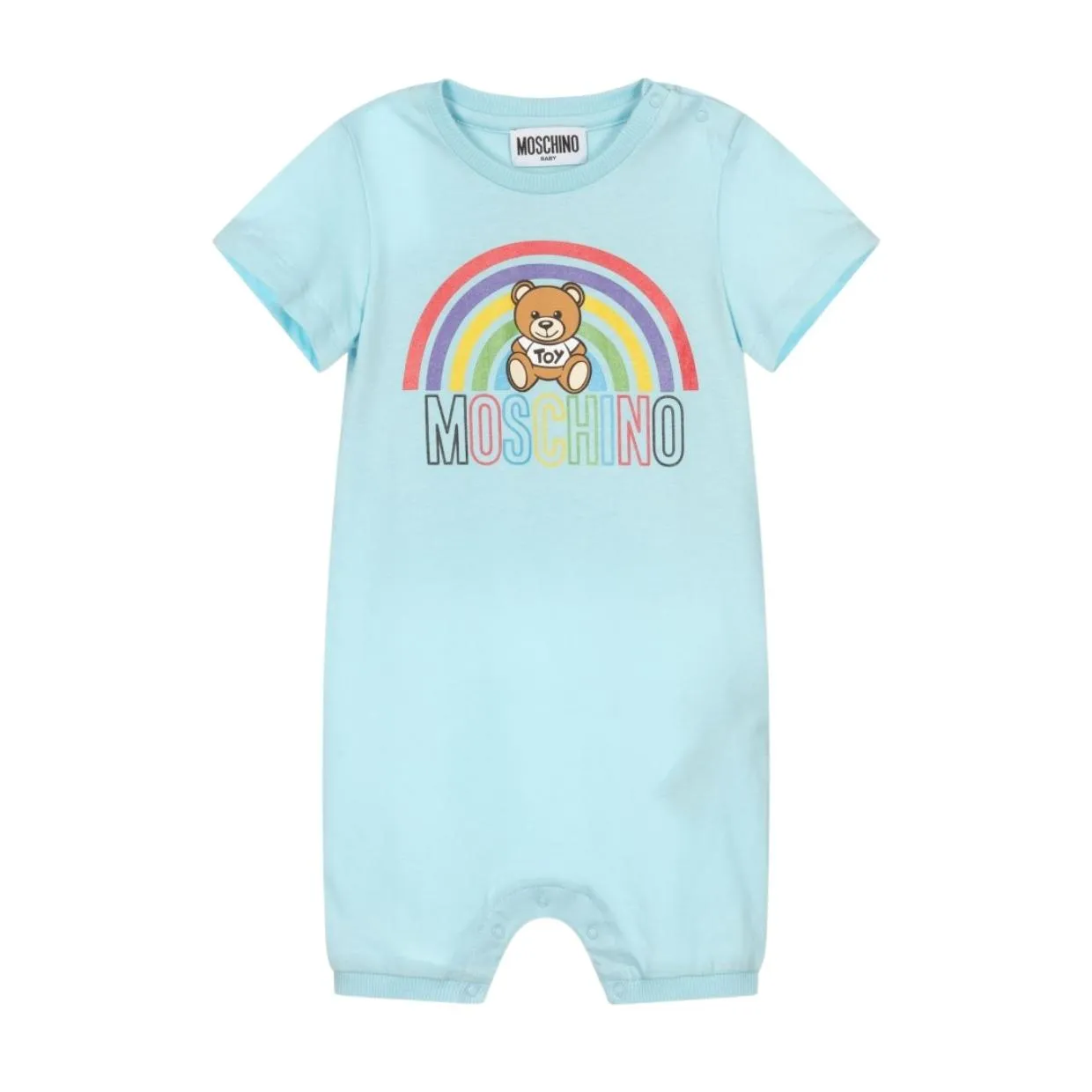 Moschino Baby Sky Blue Logo Romper