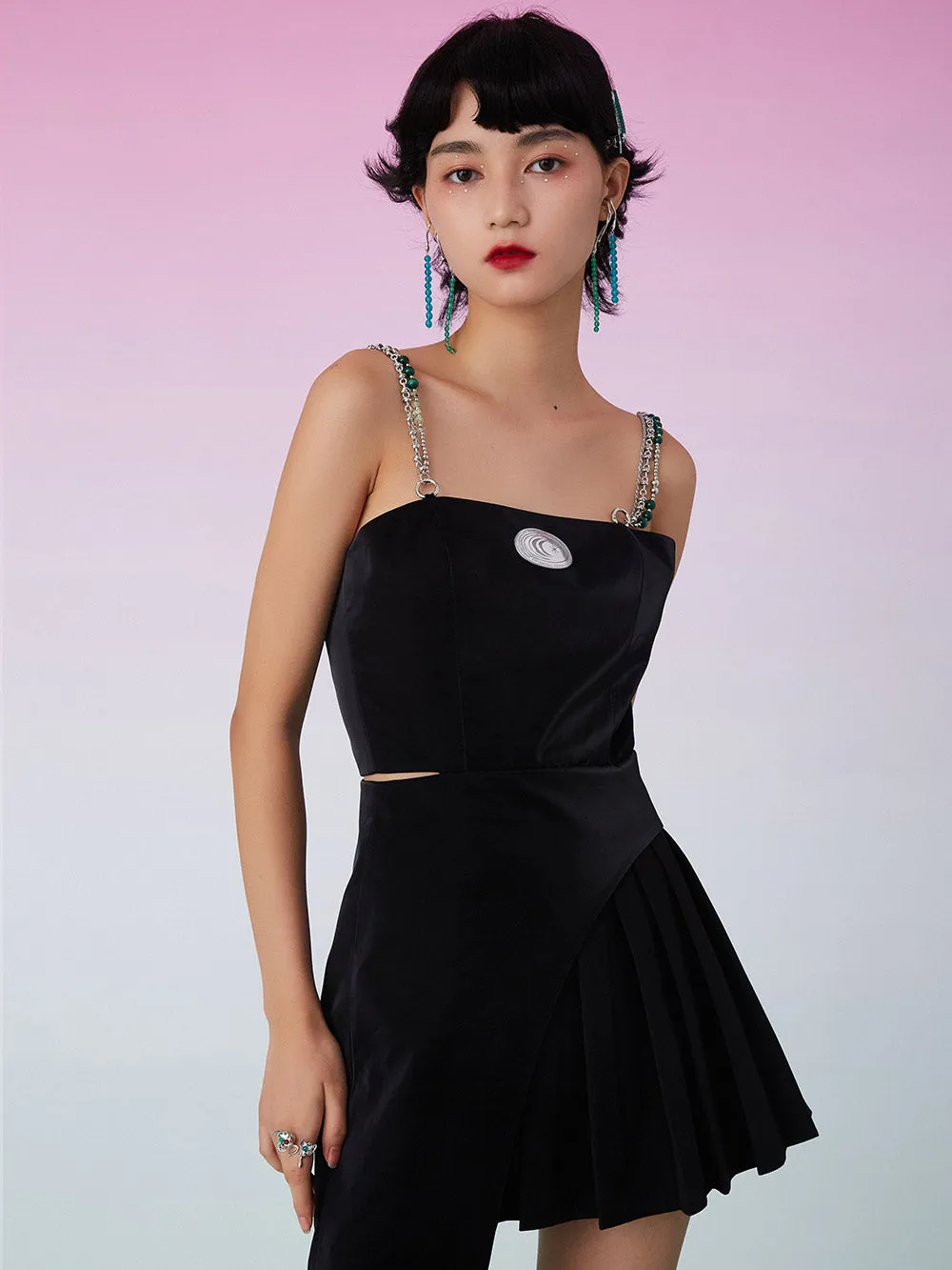 MUKZIN Black Slip Cutout Dress