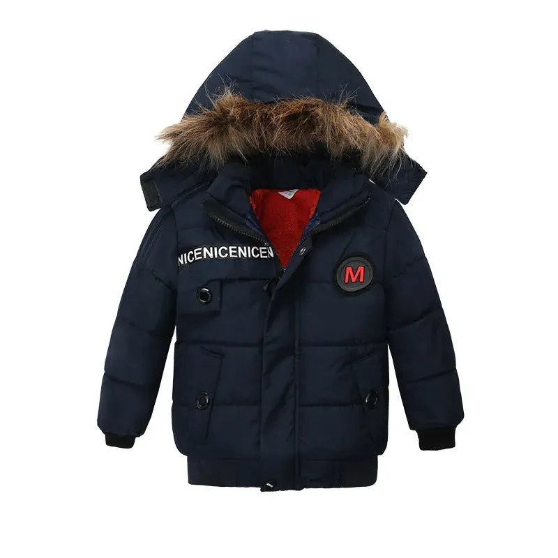 New Children's Cotton Padded Clothes Thickened Hooded Coat