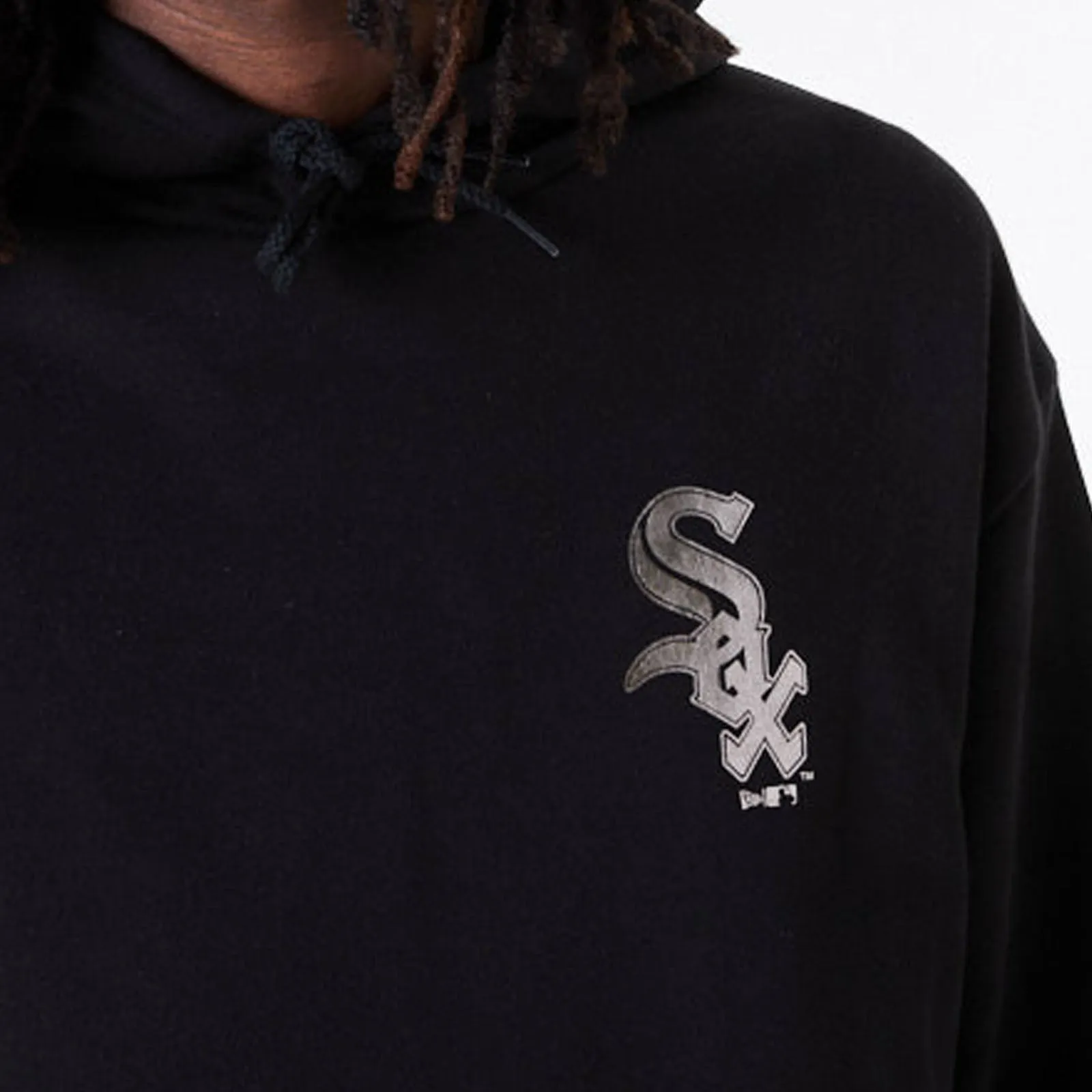 New Era Mens Chicago White Sox MLB Metallic Pullover Hoodie - Black