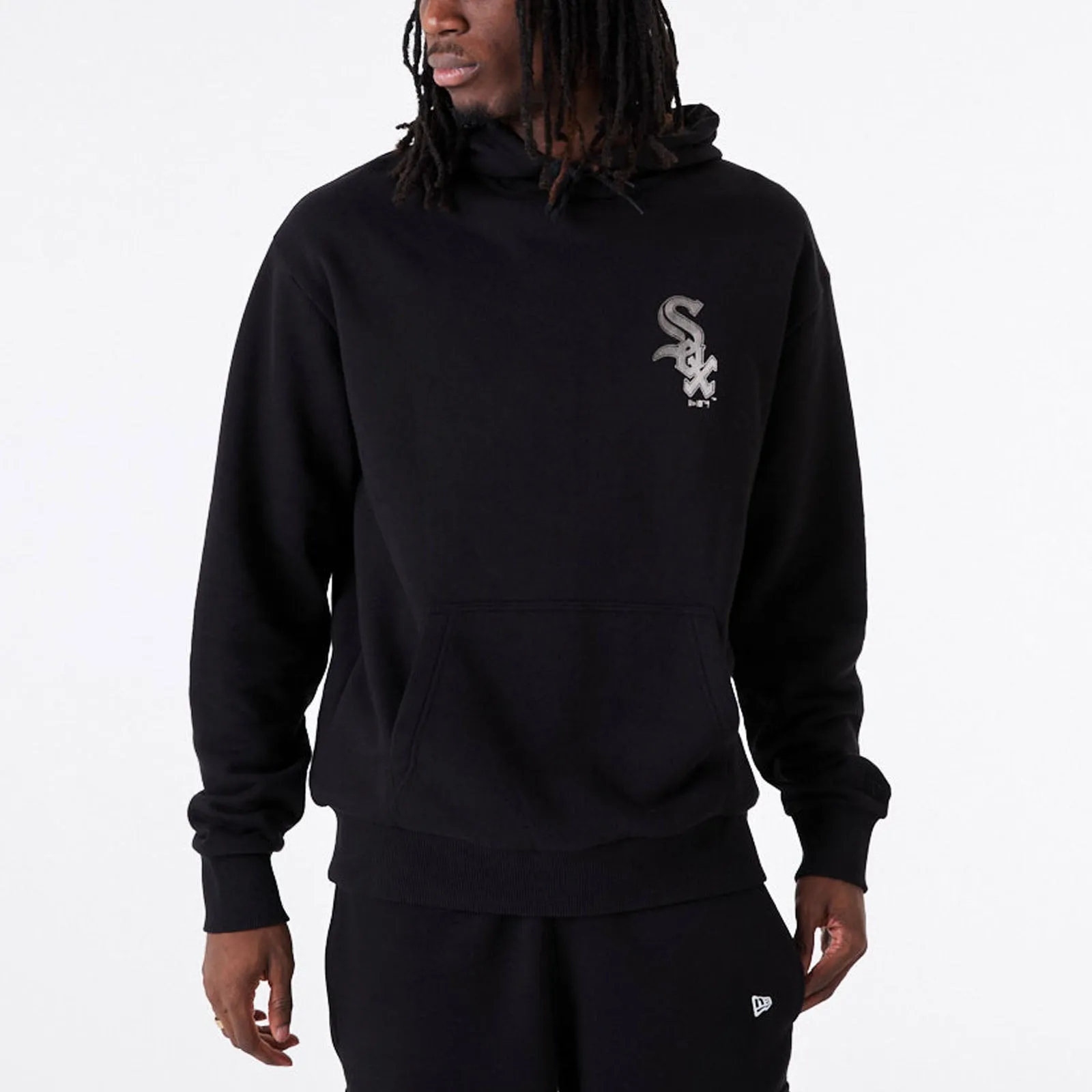 New Era Mens Chicago White Sox MLB Metallic Pullover Hoodie - Black