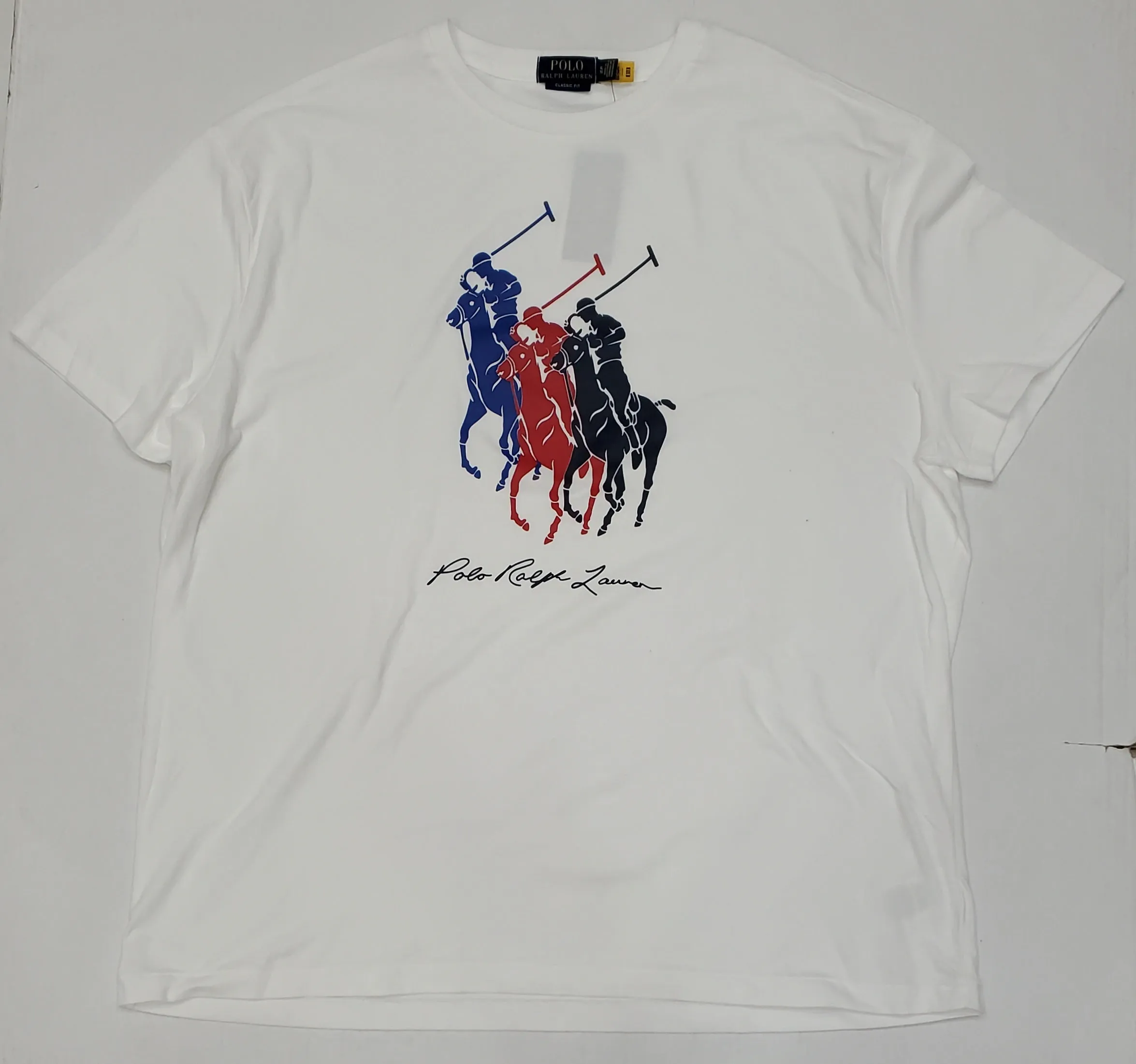 Nwt Polo Ralph Lauren White Triple Pony Classic Fit Tee