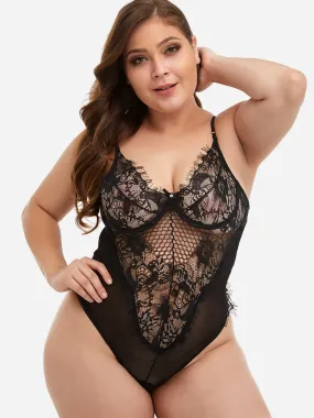 OEM ODM Plain Lace See Through Black Oversized Intimates