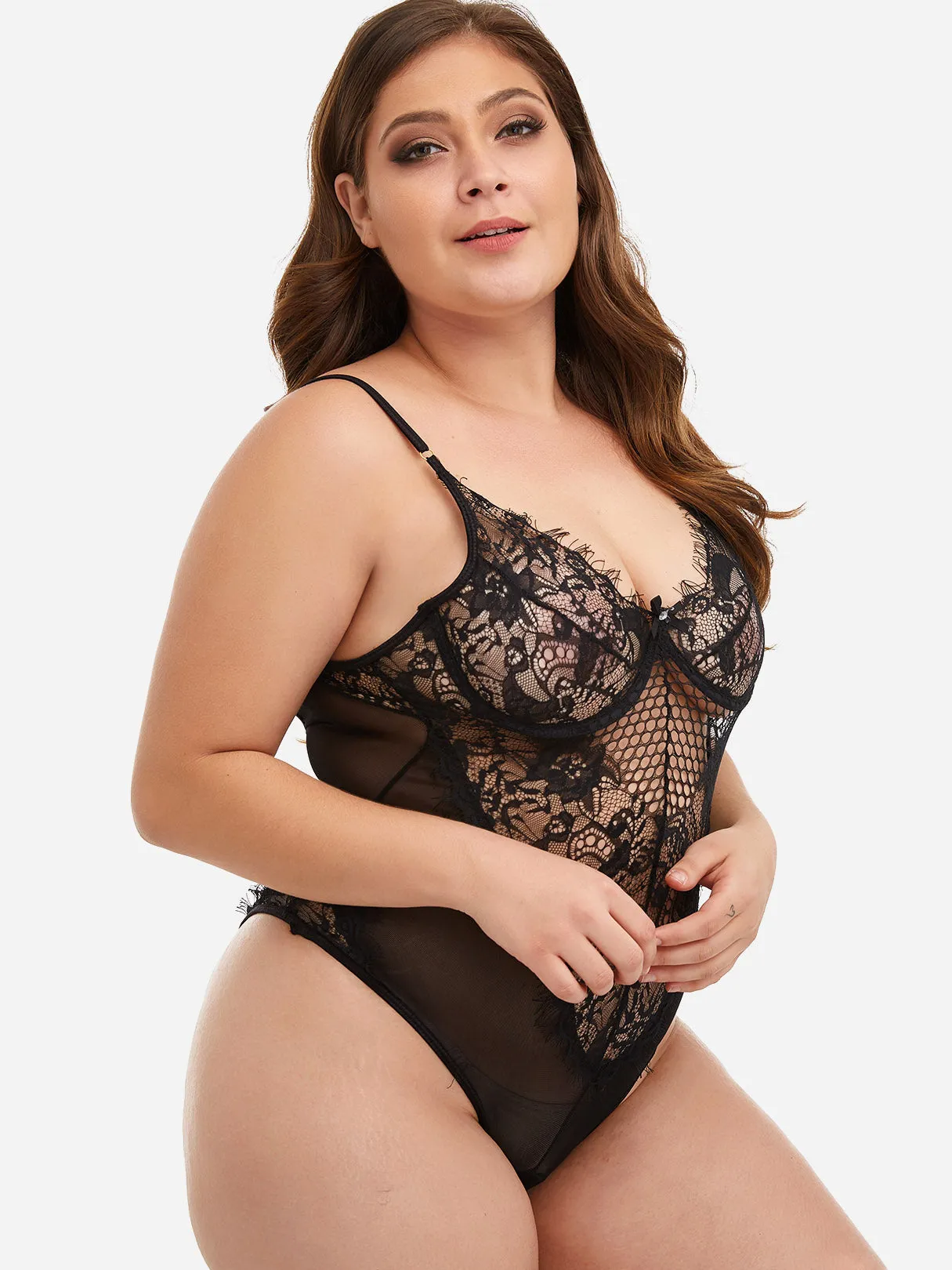 OEM ODM Plain Lace See Through Black Oversized Intimates