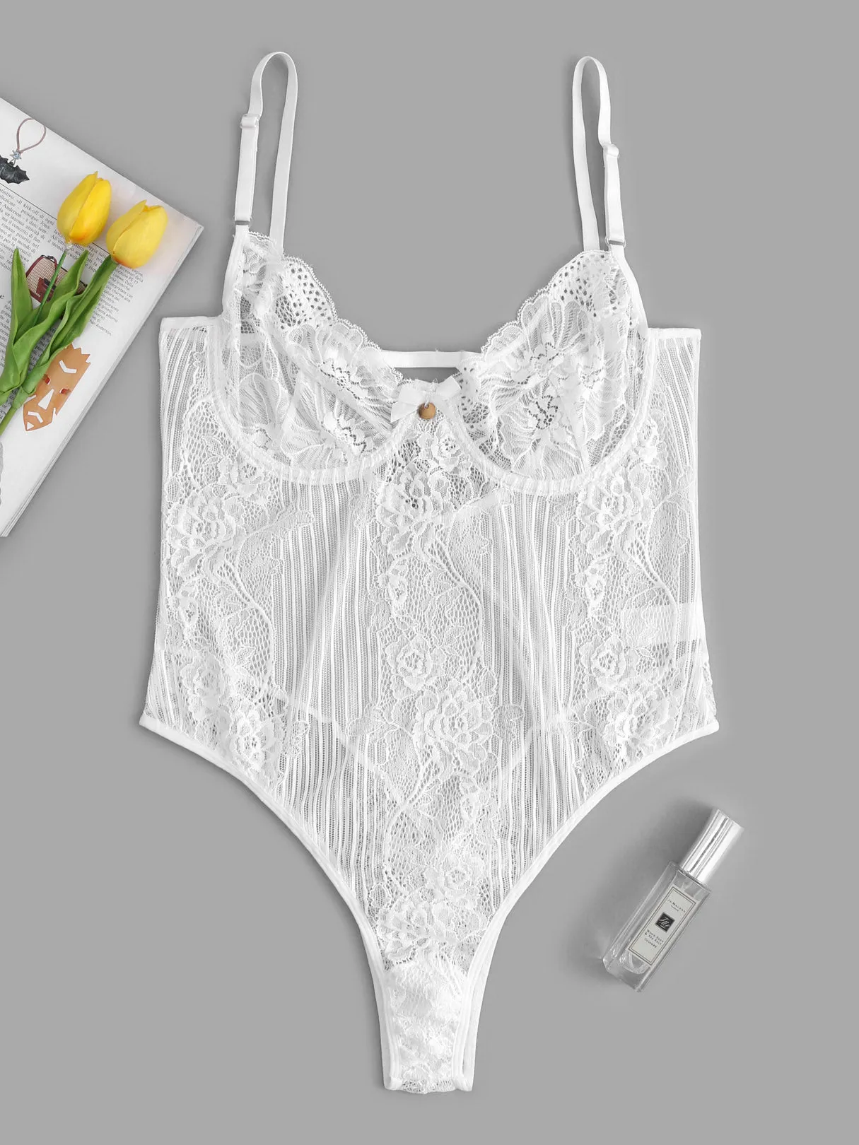 OEM ODM Plus Size Lace Trim Teddy Bodysuit