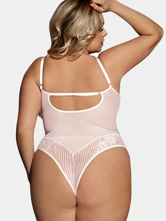 OEM ODM Plus Size Lace Trim Teddy Bodysuit