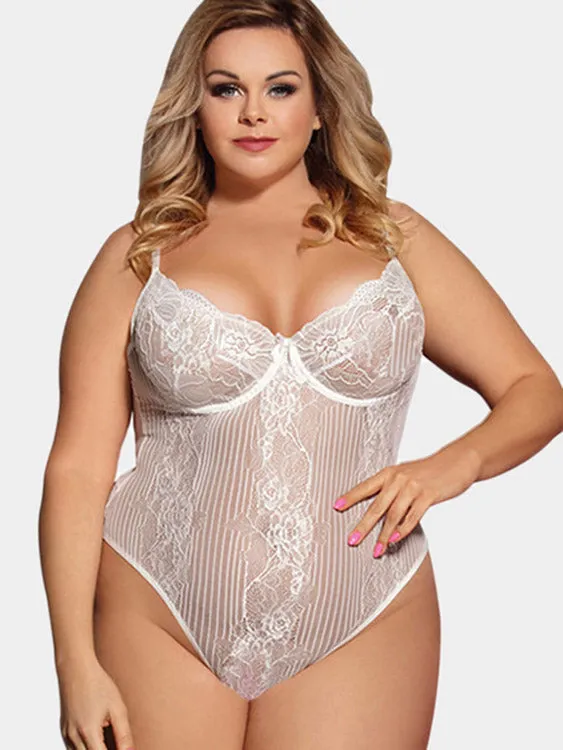 OEM ODM Plus Size Lace Trim Teddy Bodysuit