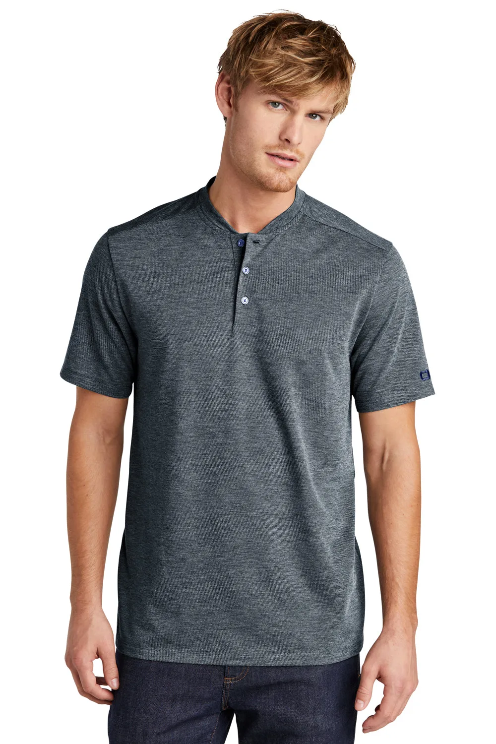 Ogio Mens Evolution Moisture Wicking Short Sleeve Henley T-Shirt - River Navy Blue - Closeout