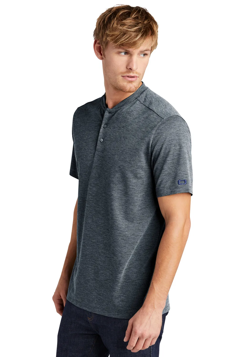 Ogio Mens Evolution Moisture Wicking Short Sleeve Henley T-Shirt - River Navy Blue - Closeout