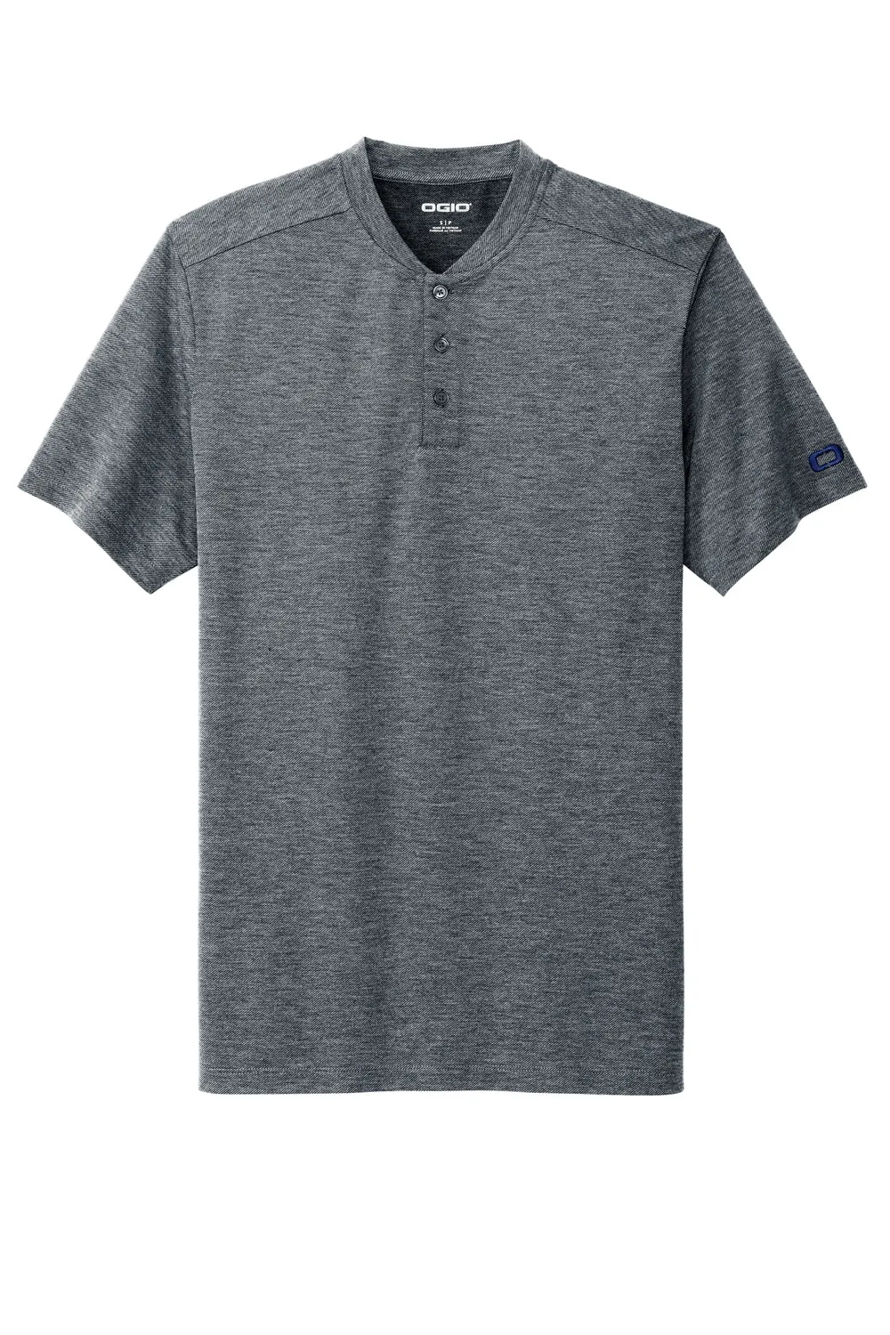 Ogio Mens Evolution Moisture Wicking Short Sleeve Henley T-Shirt - River Navy Blue - Closeout