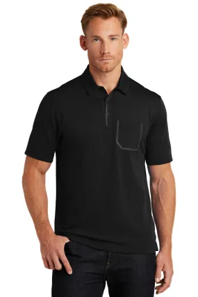 Ogio Mens Fuse Moisture Wicking Short Sleeve Polo Shirt w/ Pocket - Blacktop - Closeout