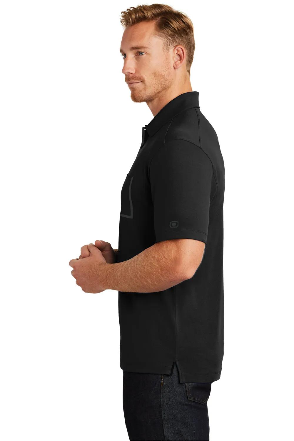 Ogio Mens Fuse Moisture Wicking Short Sleeve Polo Shirt w/ Pocket - Blacktop - Closeout