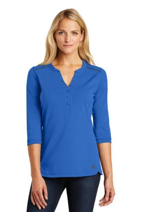 Ogio Womens Fuse Moisture Wicking 3/4 Sleeve Henley T-Shirt - Optic Blue - Closeout