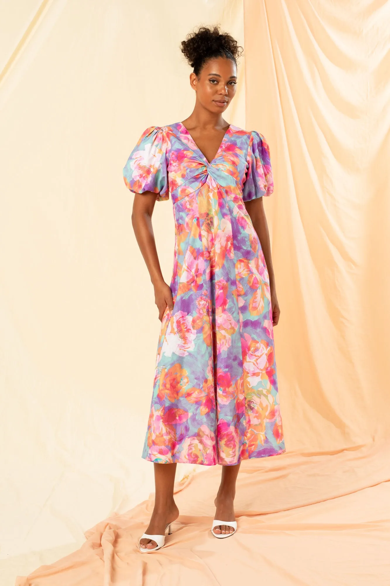 Oliva Twist Front Maxi Dress