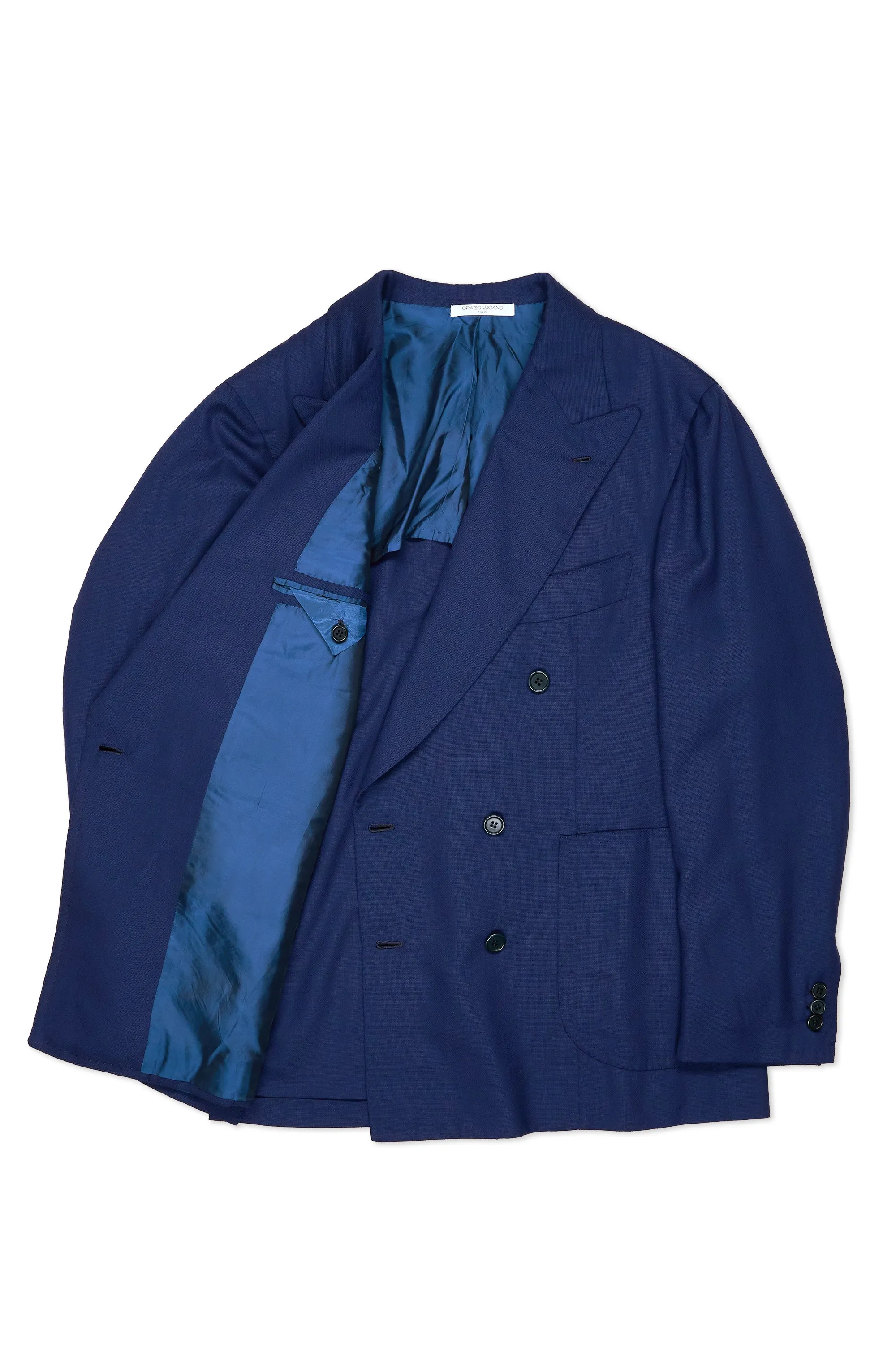 Orazio Luciano Blue Hopsack Wool DB Sport Coat