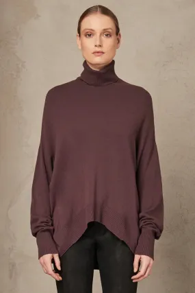 Oversize Turtle Neck Sweater - Burgundy