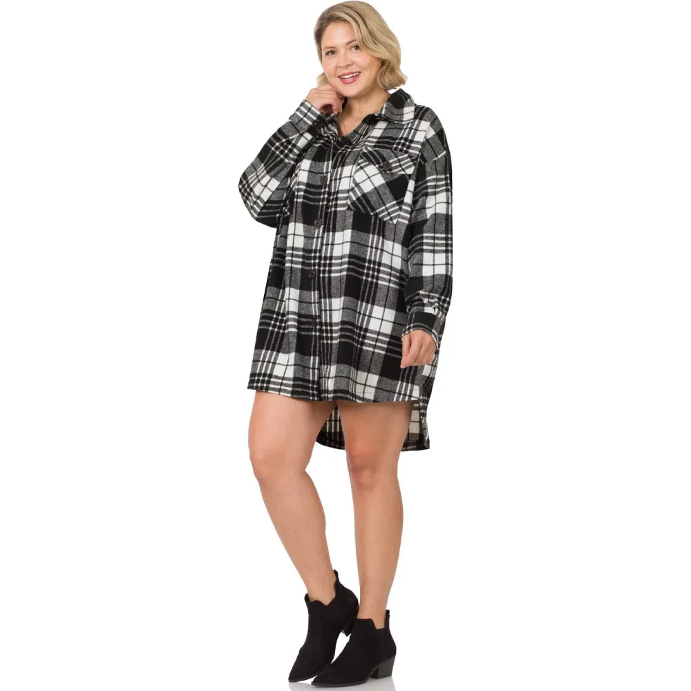 Oversized Black & White Plaid Shacket