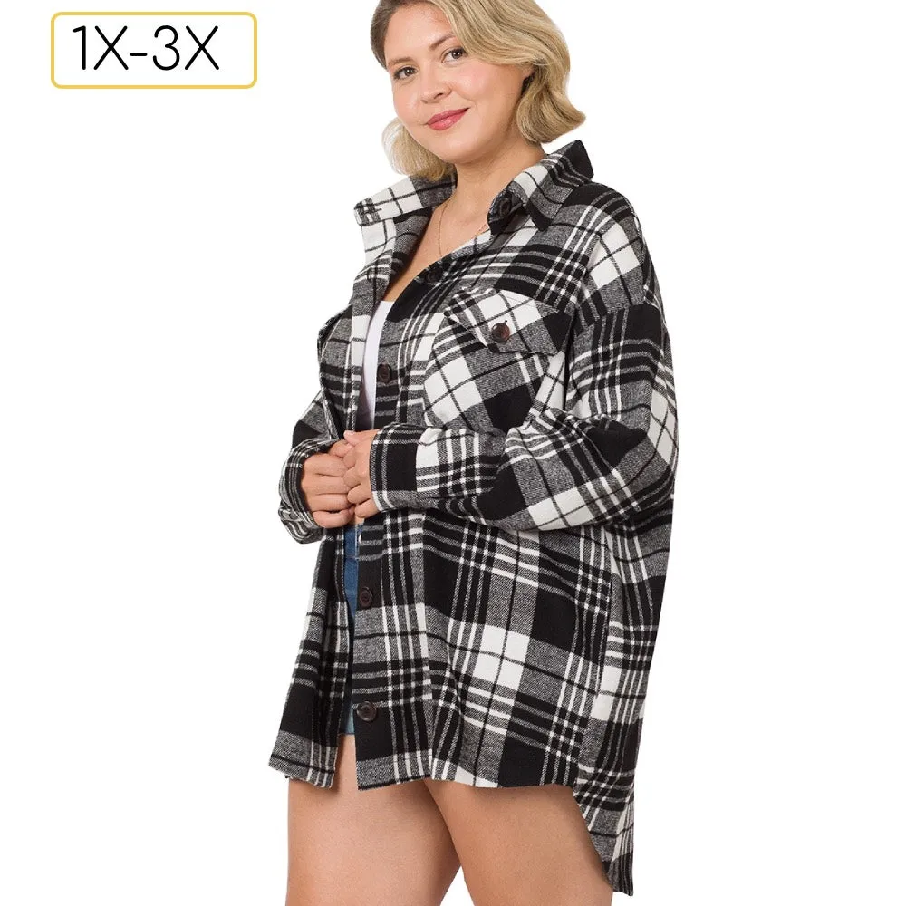 Oversized Black & White Plaid Shacket