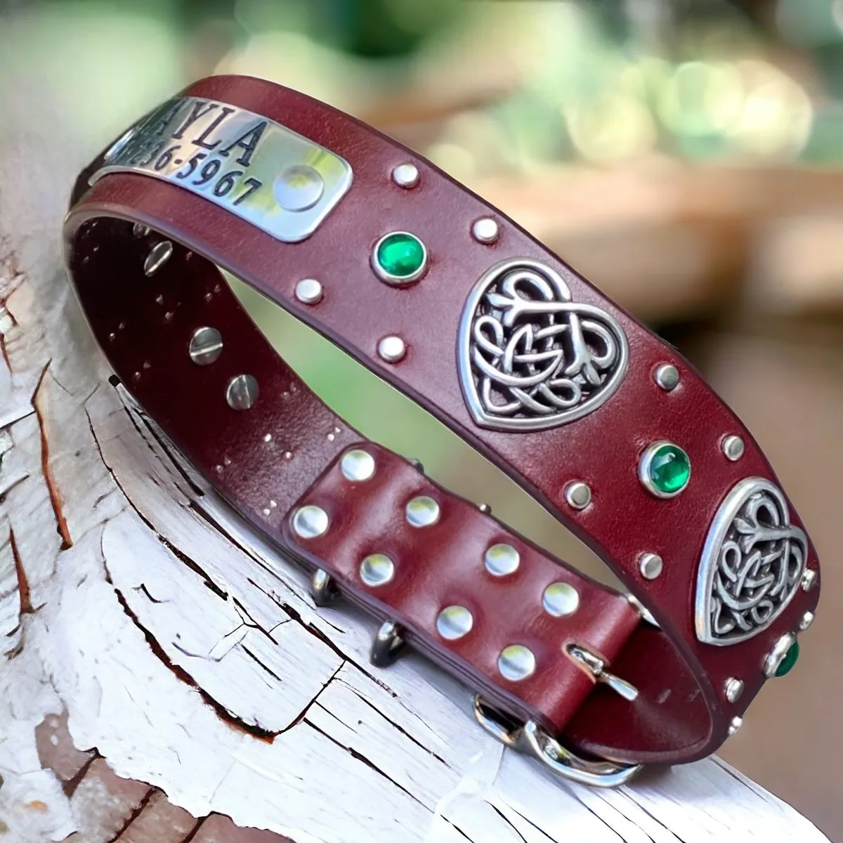 Personalized Leather Dog Collar Celtic