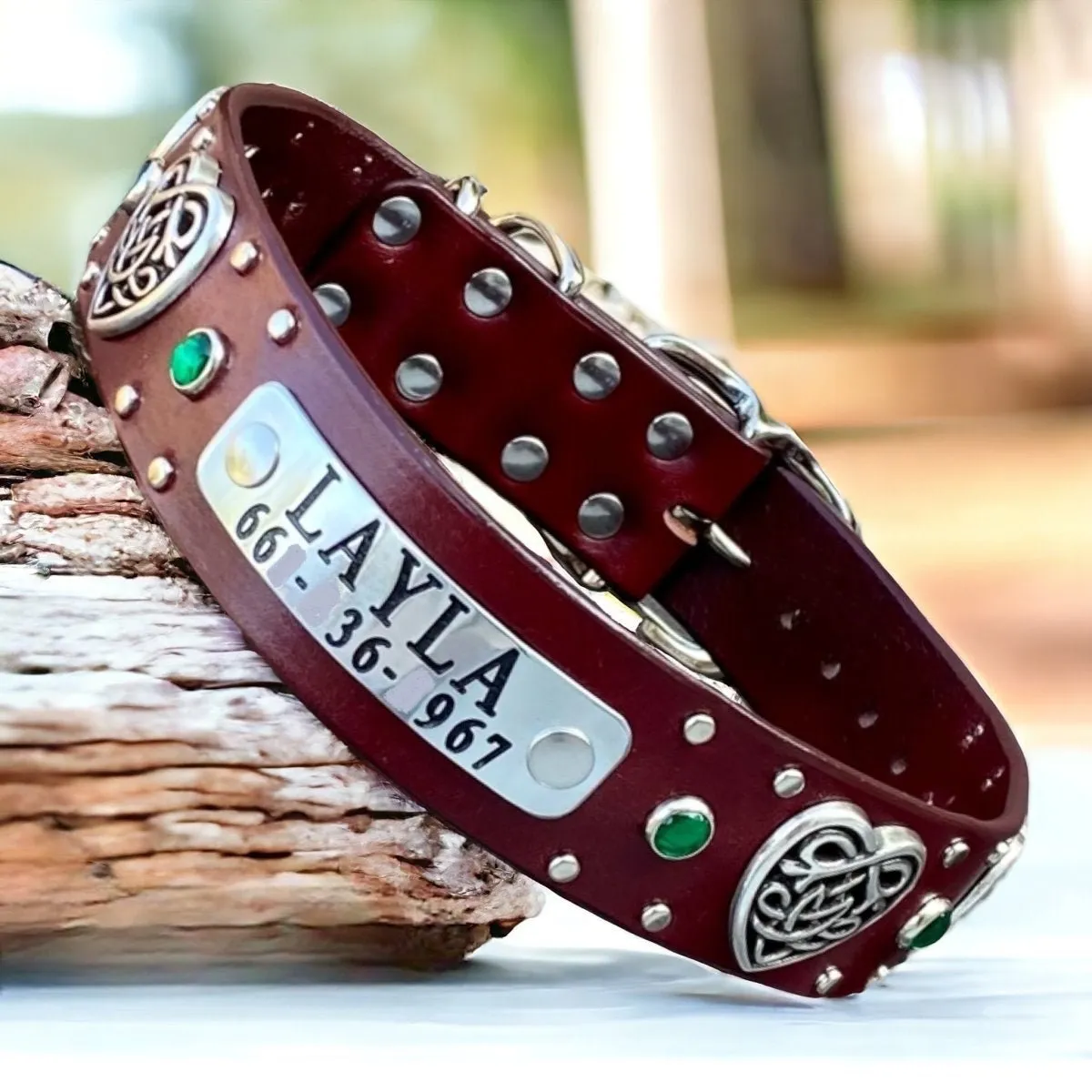 Personalized Leather Dog Collar Celtic