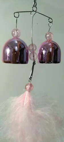 Pink Teddy Bear Wind Chime with Metallic Bells, 30 cm