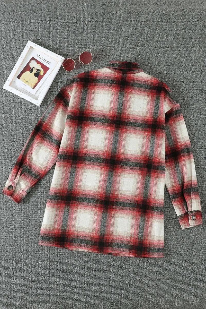 Plaid Red and Navy Shacket