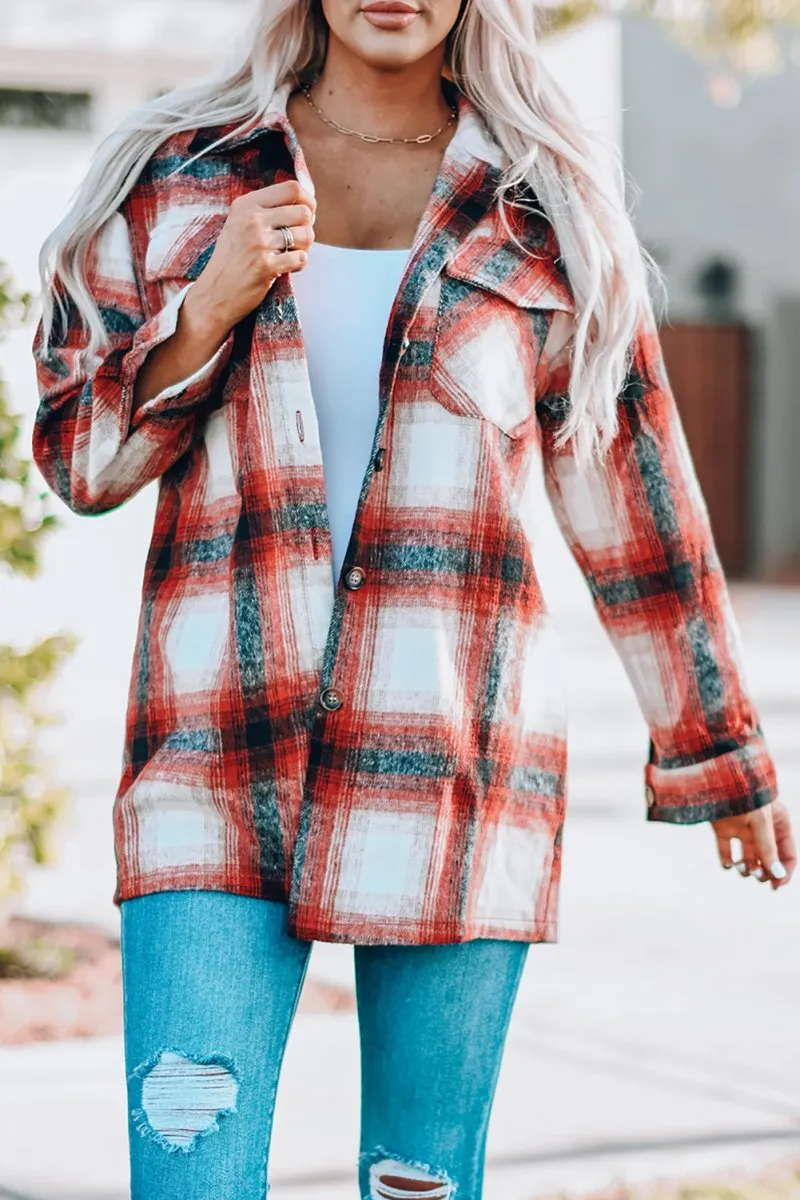 Plaid Red and Navy Shacket