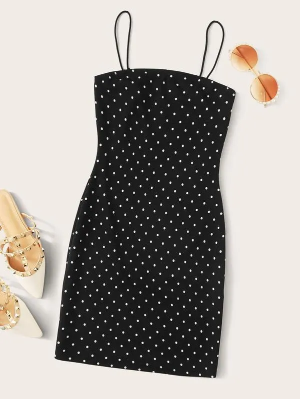 Polka Dot Bodycon Slip Dress