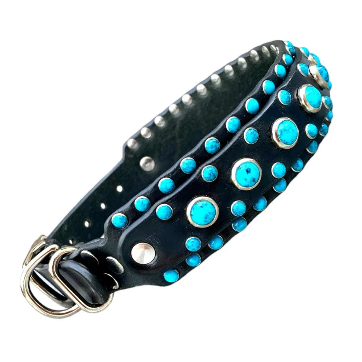 PREMADE Ultra Studded Turquoise Dog Collar