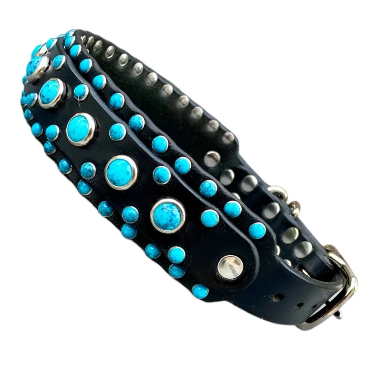 PREMADE Ultra Studded Turquoise Dog Collar