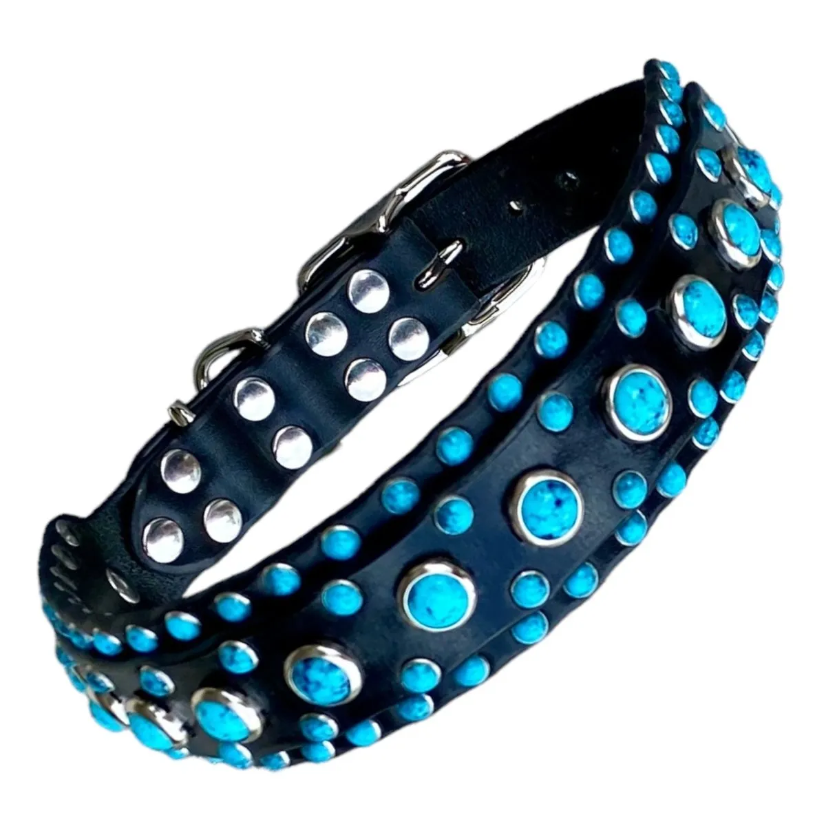 PREMADE Ultra Studded Turquoise Dog Collar