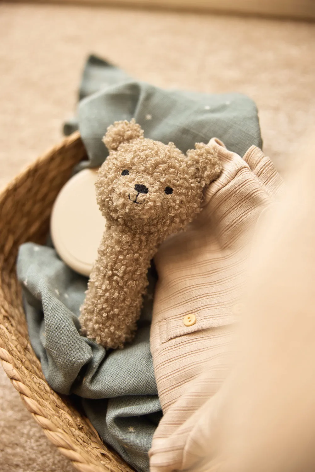 Rattle Teddy Bear - Olive Green