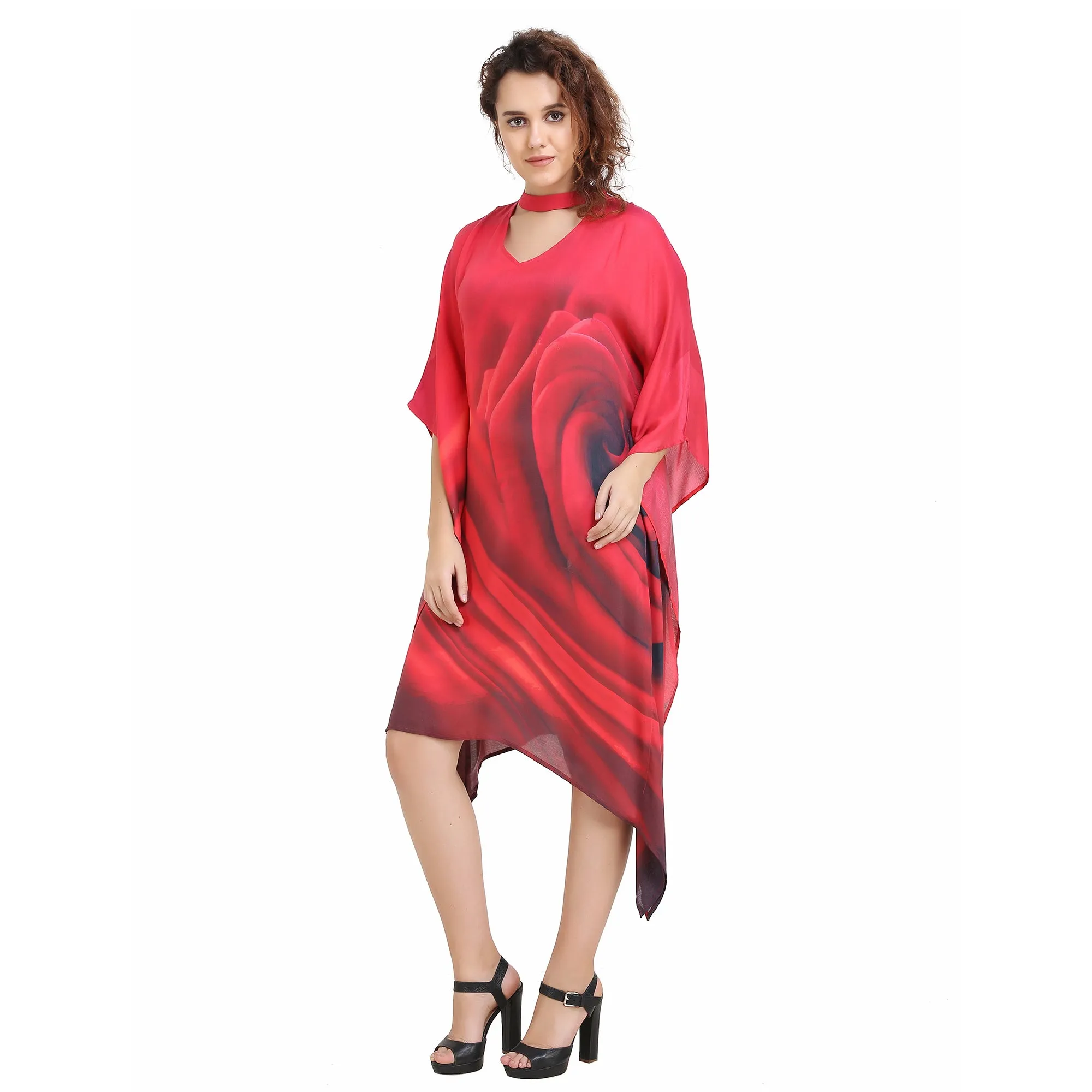 Red Roses Abstract Dress - (Clearance - Final Sale)