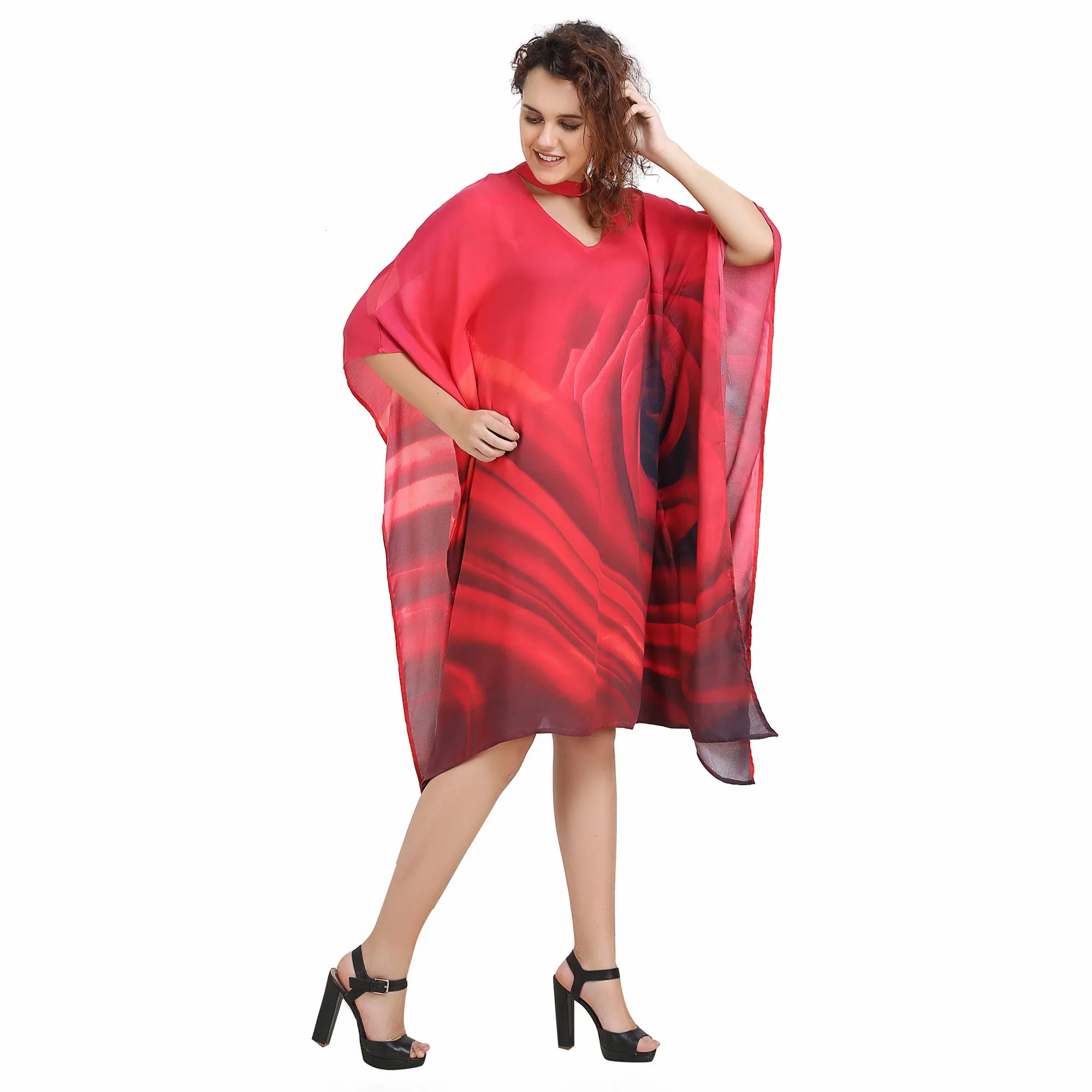 Red Roses Abstract Dress - (Clearance - Final Sale)