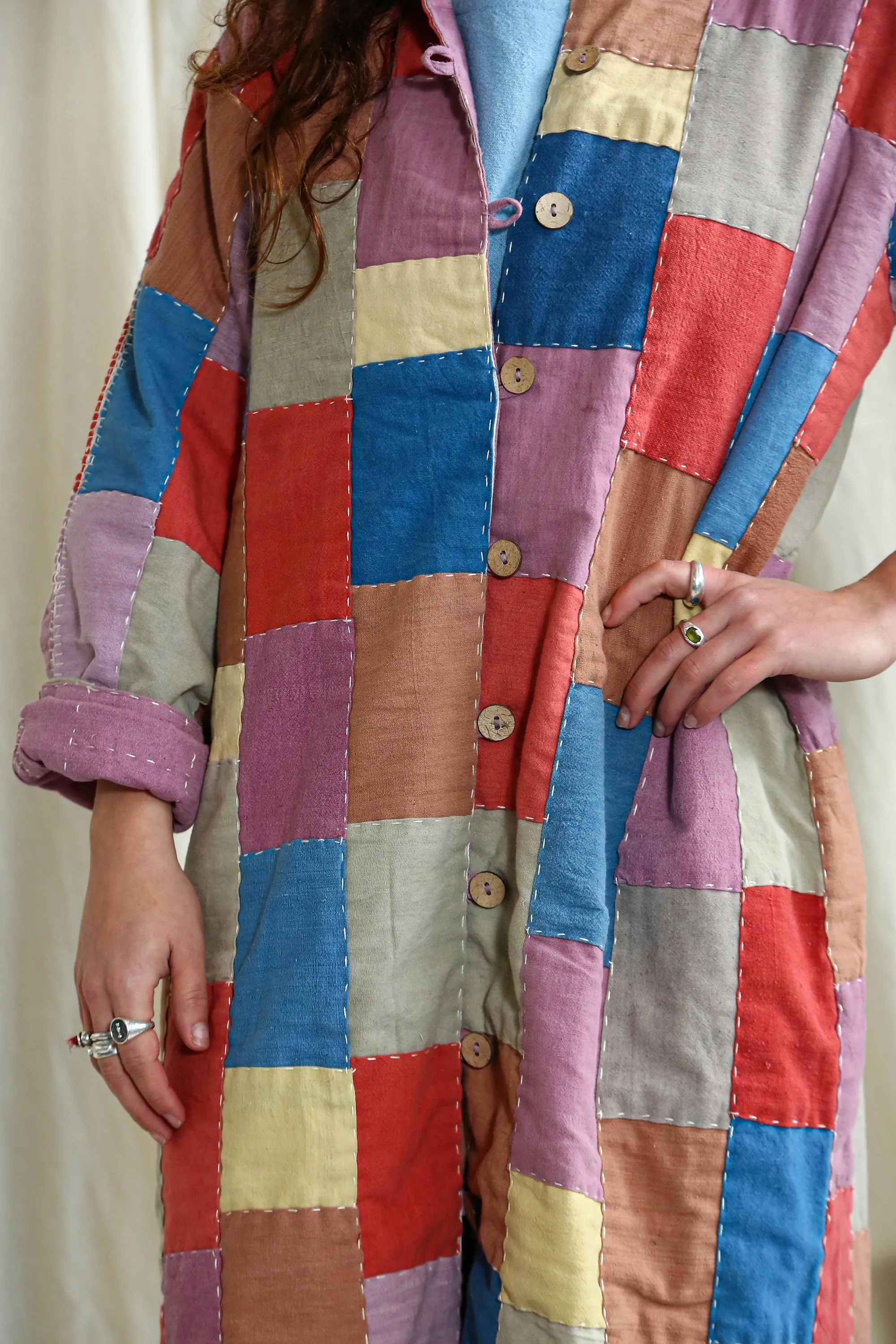 Reversible Coat Patchwork Lac Dye