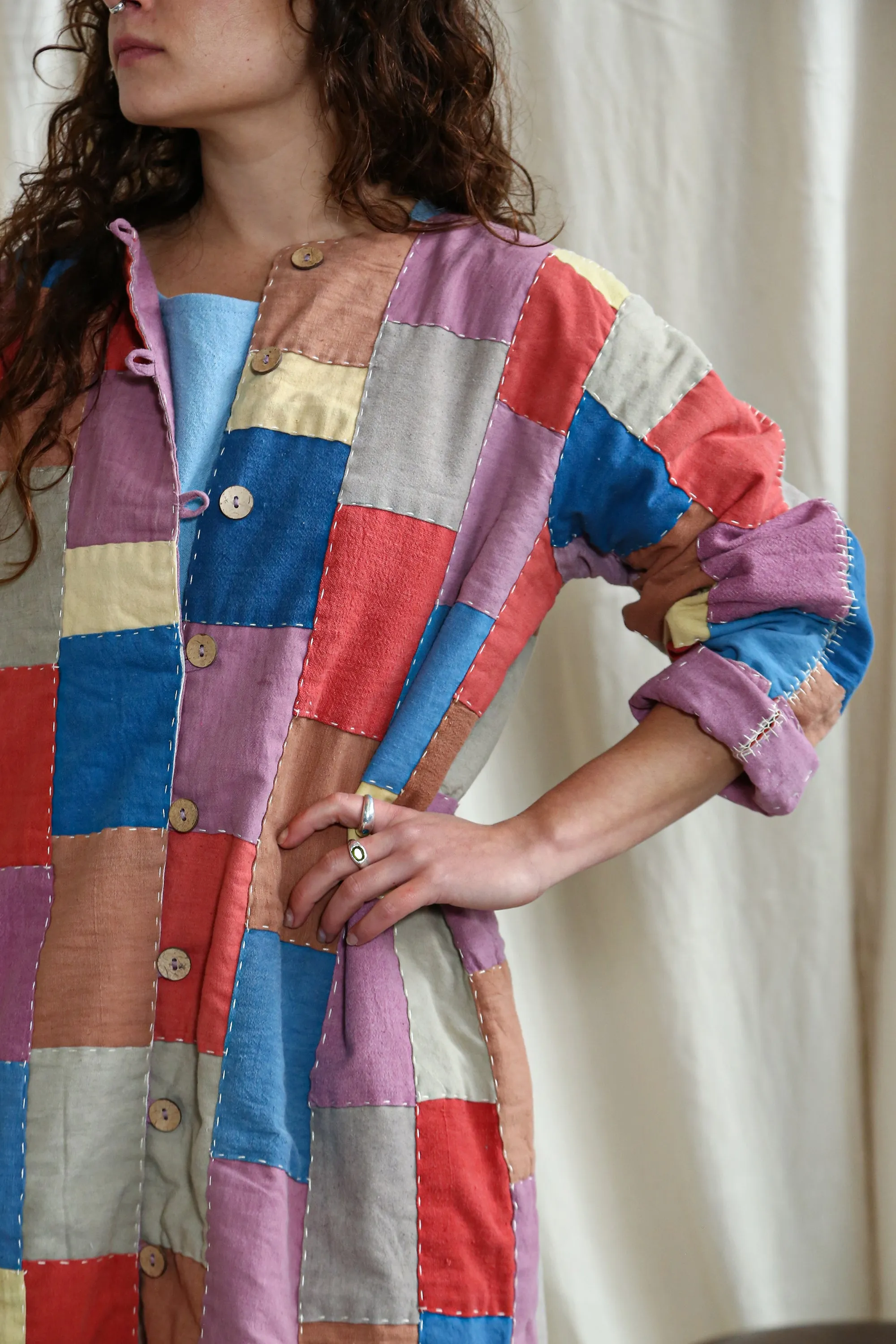 Reversible Coat Patchwork Lac Dye