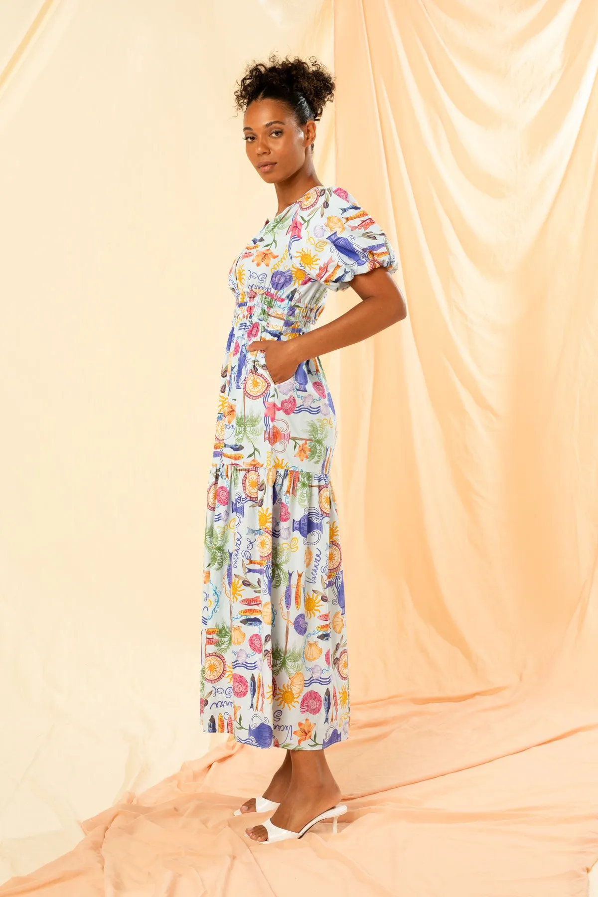 Roma Shirred Waist Maxi Dress