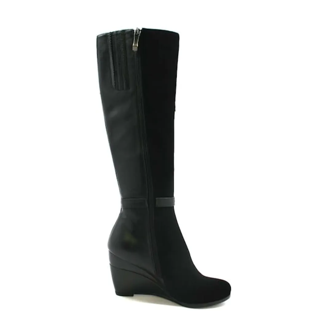 Ronit Extra Slim Wedge Boots: Stylish and Comfortable Leather Boots with Buckle for Everyday Wear