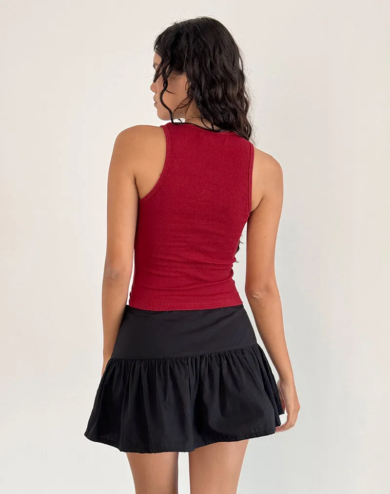 Roxe Ribbed Vest Top in Adrenaline Red