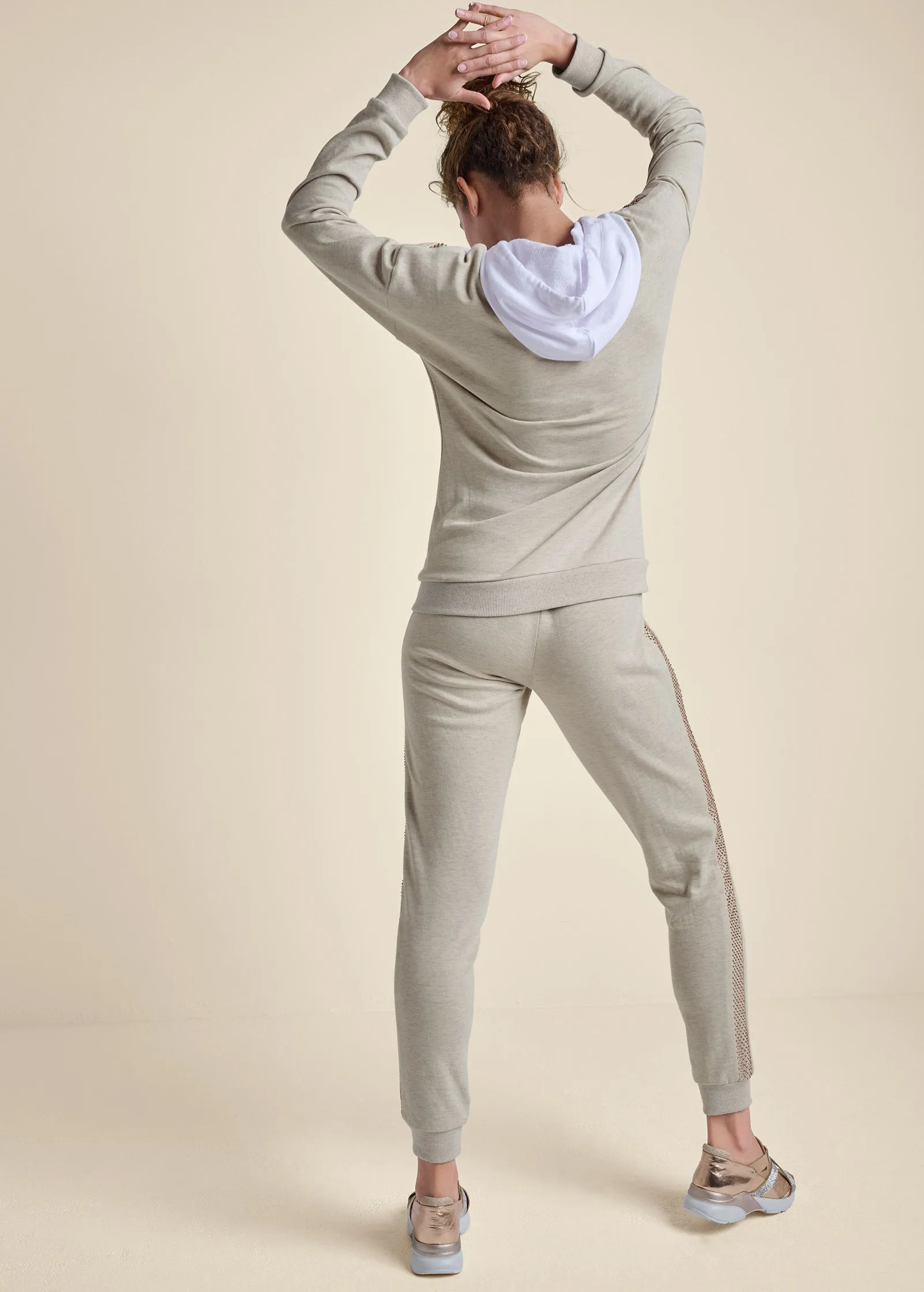 Sequin Stripe Pant Set  - Heathered Oatmeal