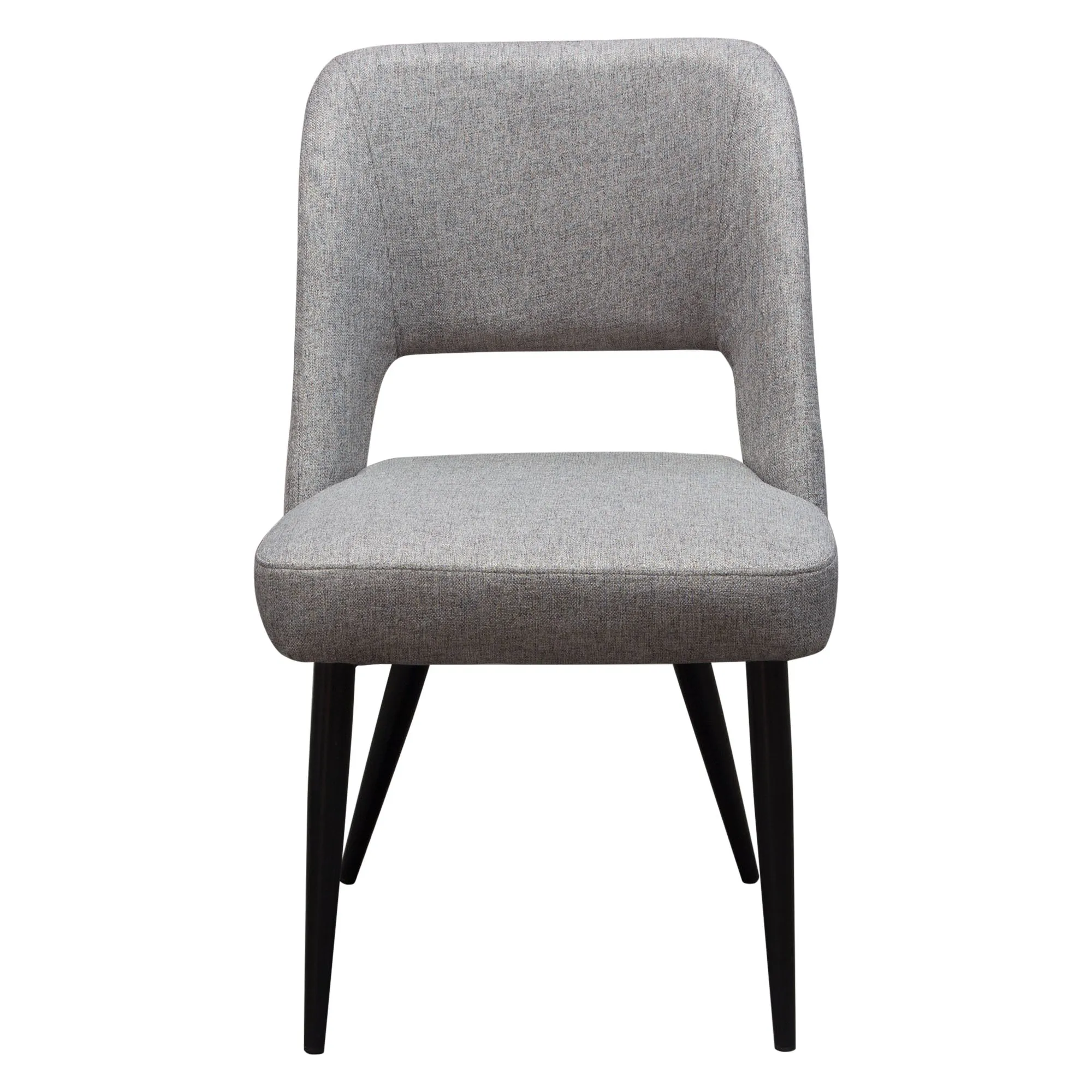 Set of (2) Reveal Dining Chairs in Grey Fabric w/ Black Powder Coat Metal Leg by Diamond Sofa