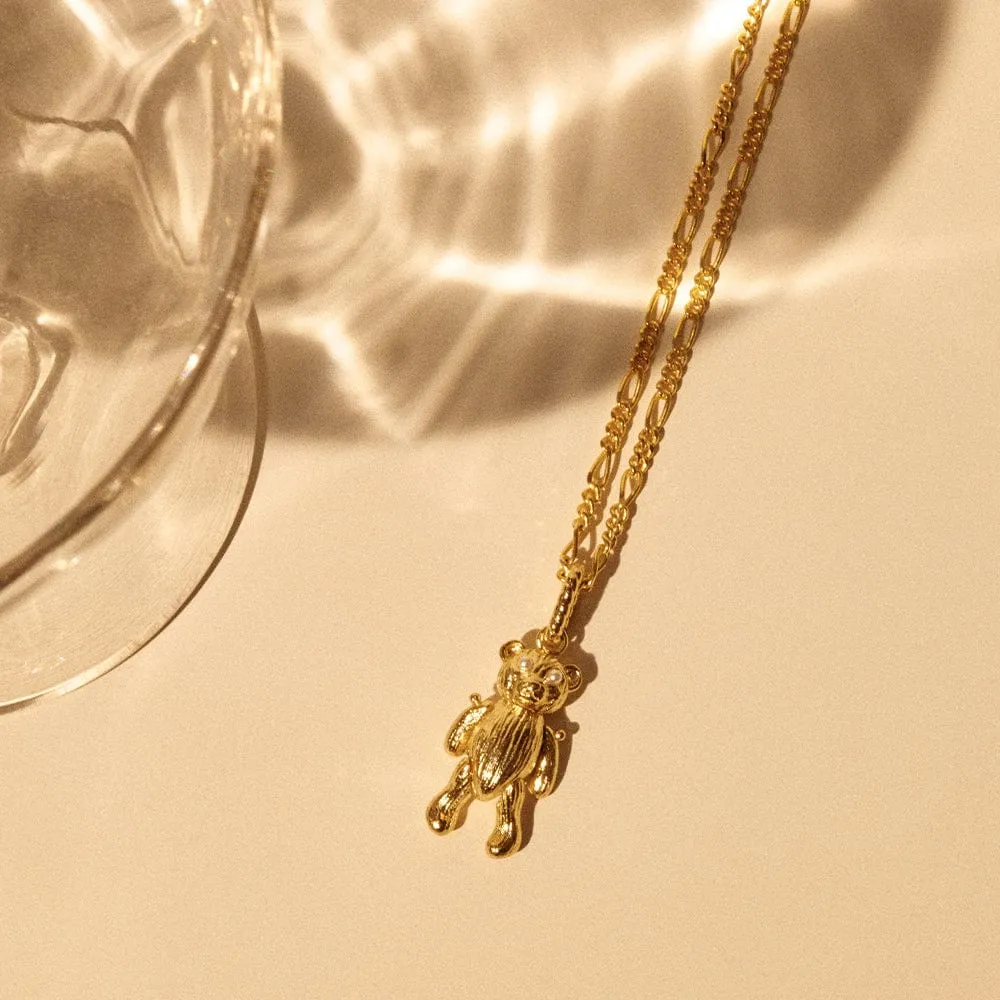 Shrimps Teddy Bear Necklace 18ct Gold Plate