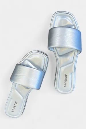 Silver Metallic Slip On Sandals