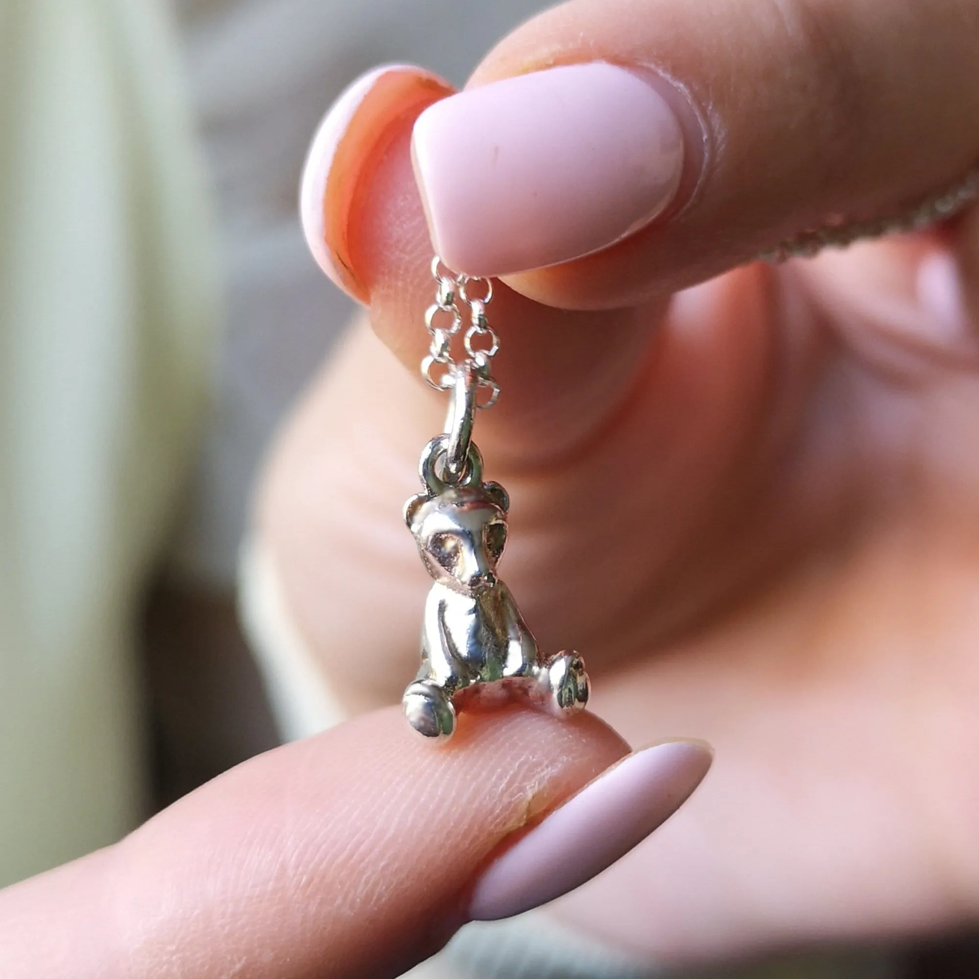 Silver Teddy Bear Necklace