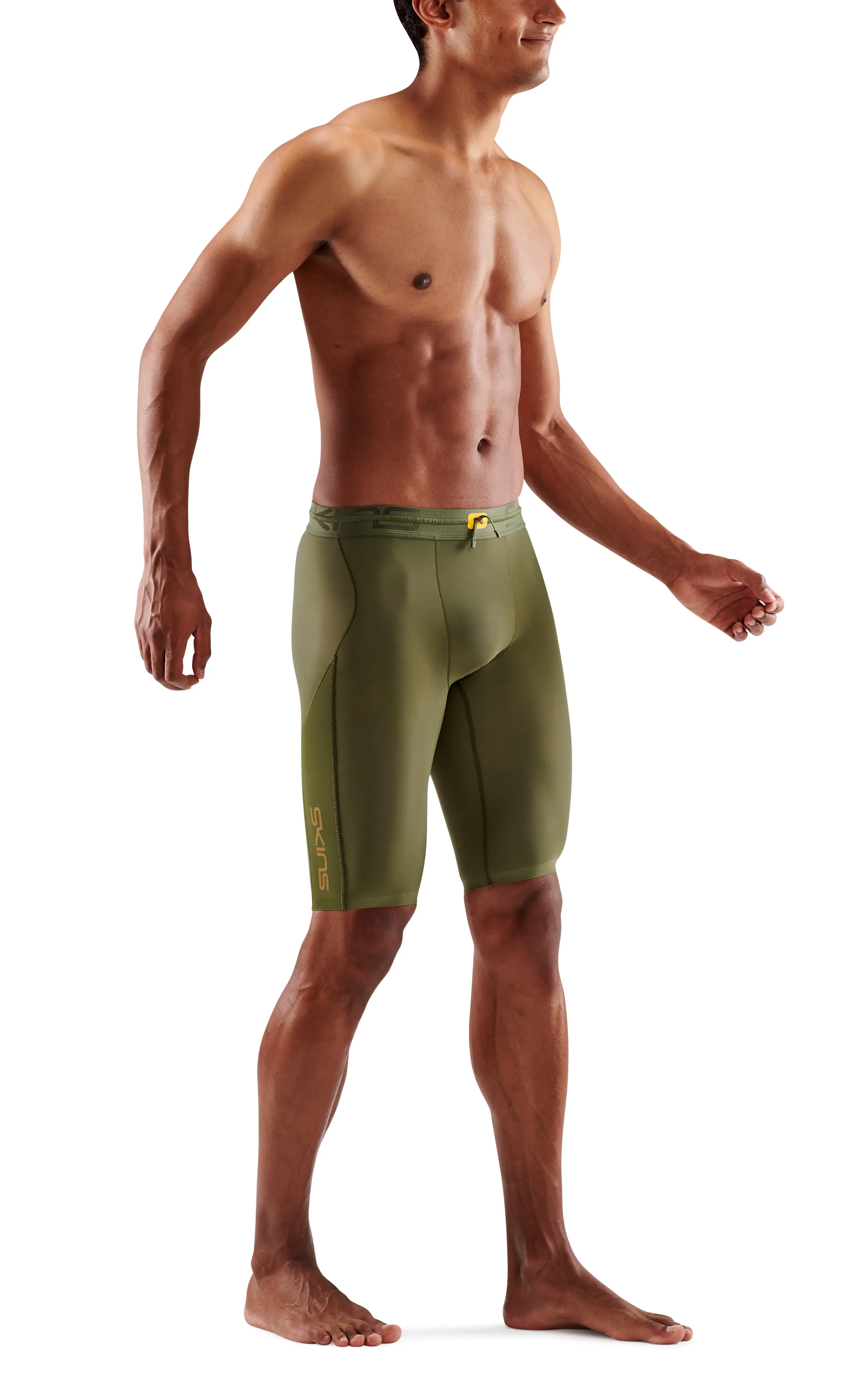 SKINS Men's Compression Half Tights 5-Series - Khaki