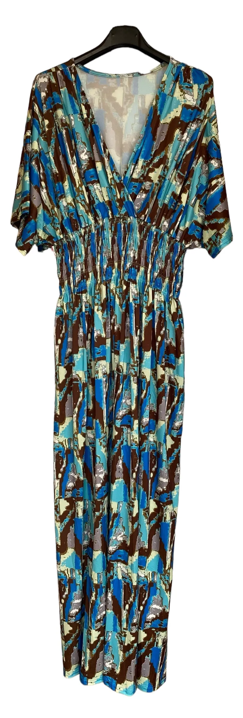 Slinky Fabric Crossover Style Printed Maxi Dress (5 Colours And Prints)