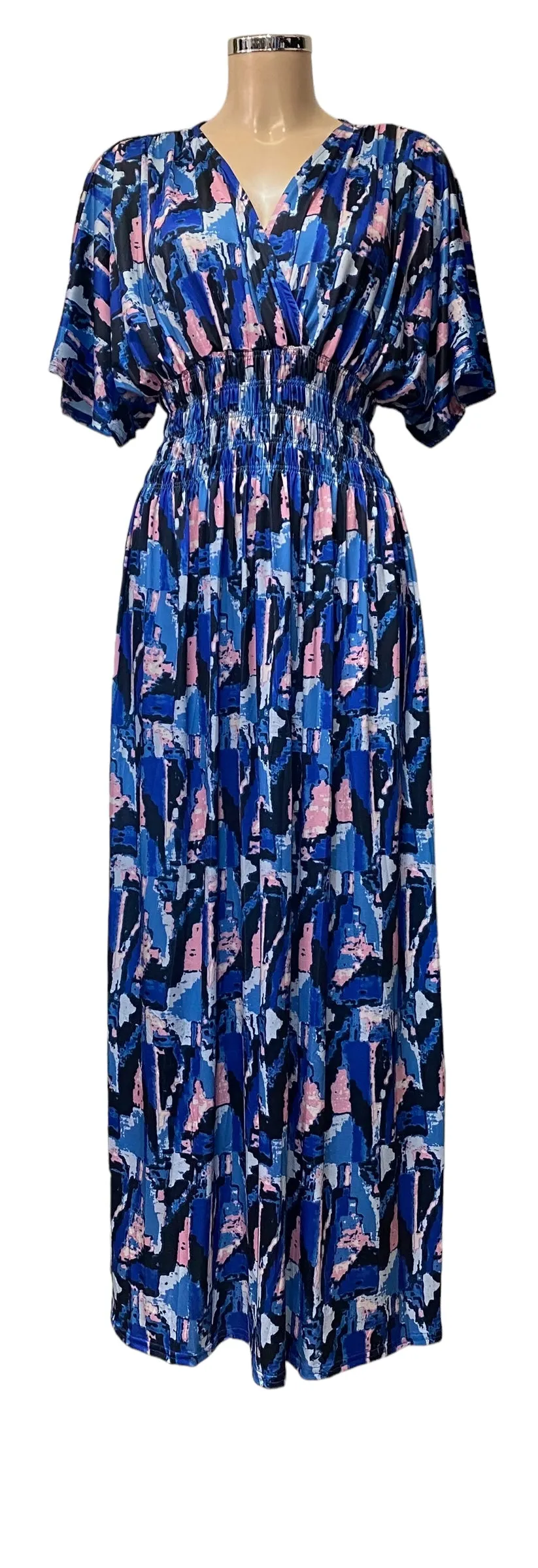 Slinky Fabric Crossover Style Printed Maxi Dress (5 Colours And Prints)