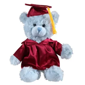 Soft Plush Blue Sitting Teddy Bear in Graduation Cap & Gown Stuffed Animal