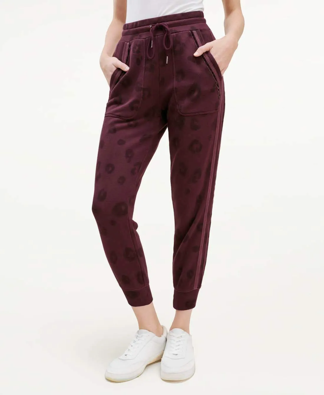 Splendid - Corinna Jogger Pant in Black Cherry Leopard