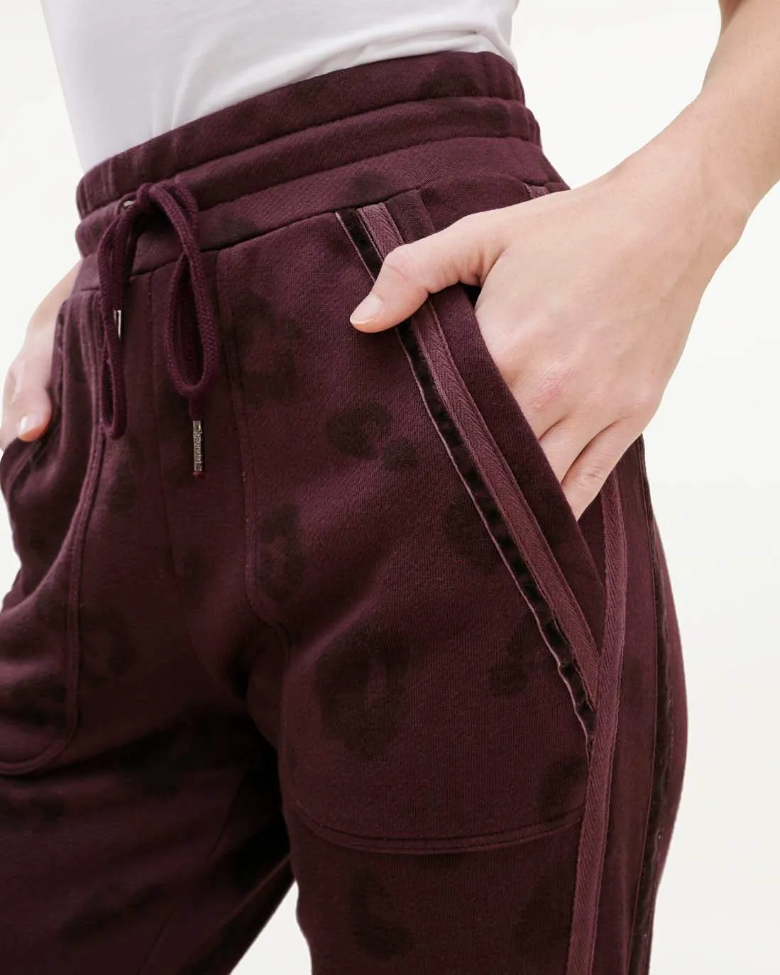 Splendid - Corinna Jogger Pant in Black Cherry Leopard